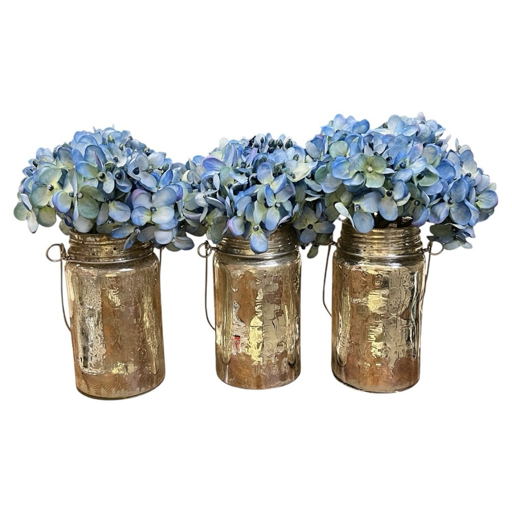 Pottery Barn Mercury Glass Mason Jars with Handles Three For Candles Flo… - Picture 9 of 9